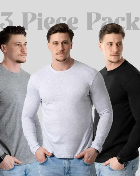 3 delni set moških majic z dolgimi rokavi