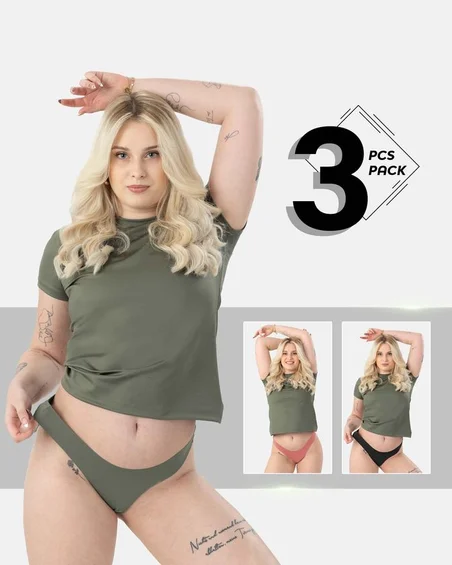 Nizek pas, najlon-elastan brazilke spodnjice – paket 3 kosi