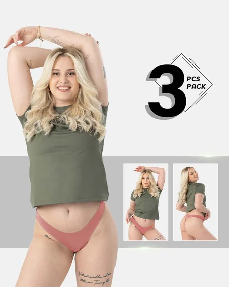 Nizek pas, najlon-elastan brazilke spodnjice – paket 3 kosi