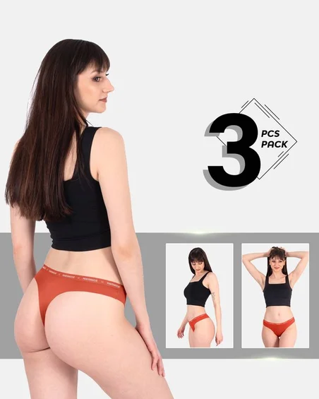 Srednje visok pas, bombaž-elastan brazilke spodnjice – paket 3 kosi
