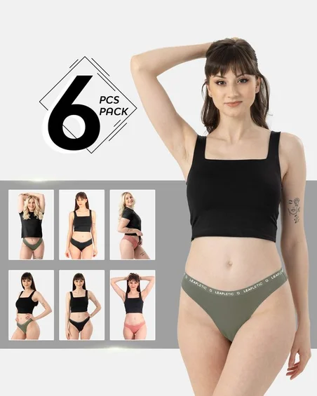 Srednje visok pas, najlon-elastan hipster+ brazilke spodnjice – paket 6 kosov