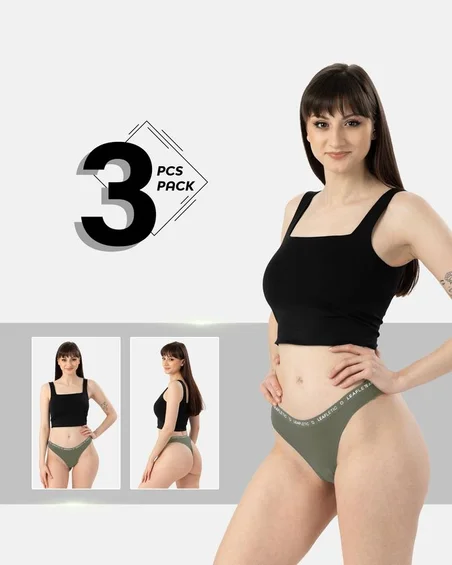 Srednje visok pas, najlon-elastan brazilke spodnjice – paket 3 kosi