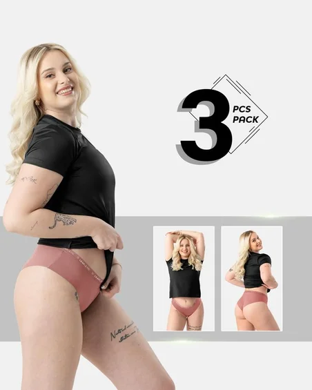 Srednje visok pas, najlon-elastan hipster spodnjice – paket 3 kosi