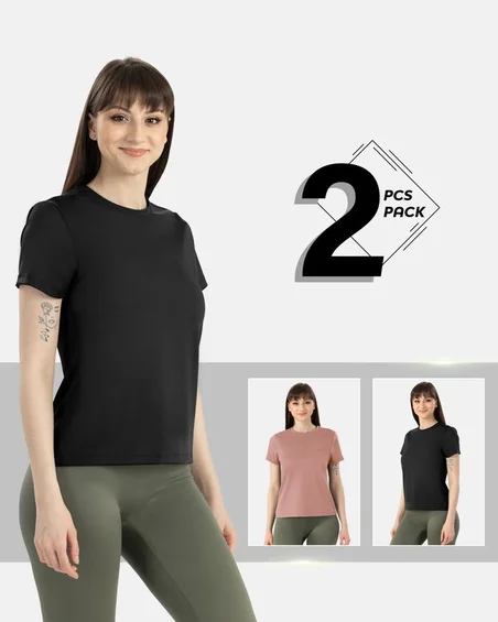 Ženska modal kratka majica – Paket 2 kosov
