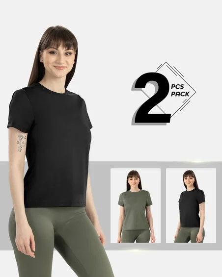 Ženska modal kratka majica – Paket 2 kosov
