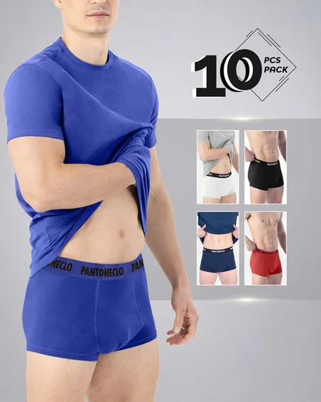 Moške bombaž-elastan boksarice – paket 10 kosov