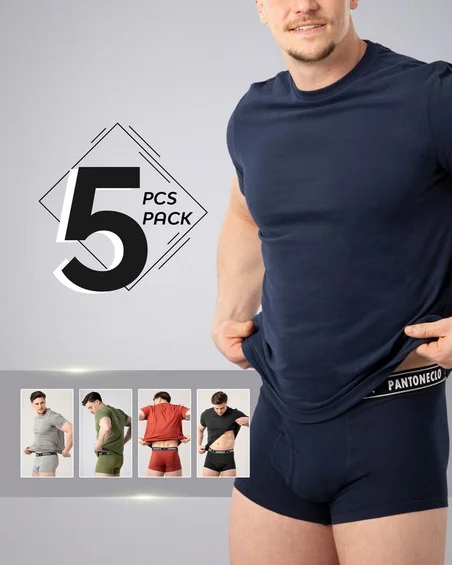 Moške bombaž-elastan boksarice - Paket 5 kosov